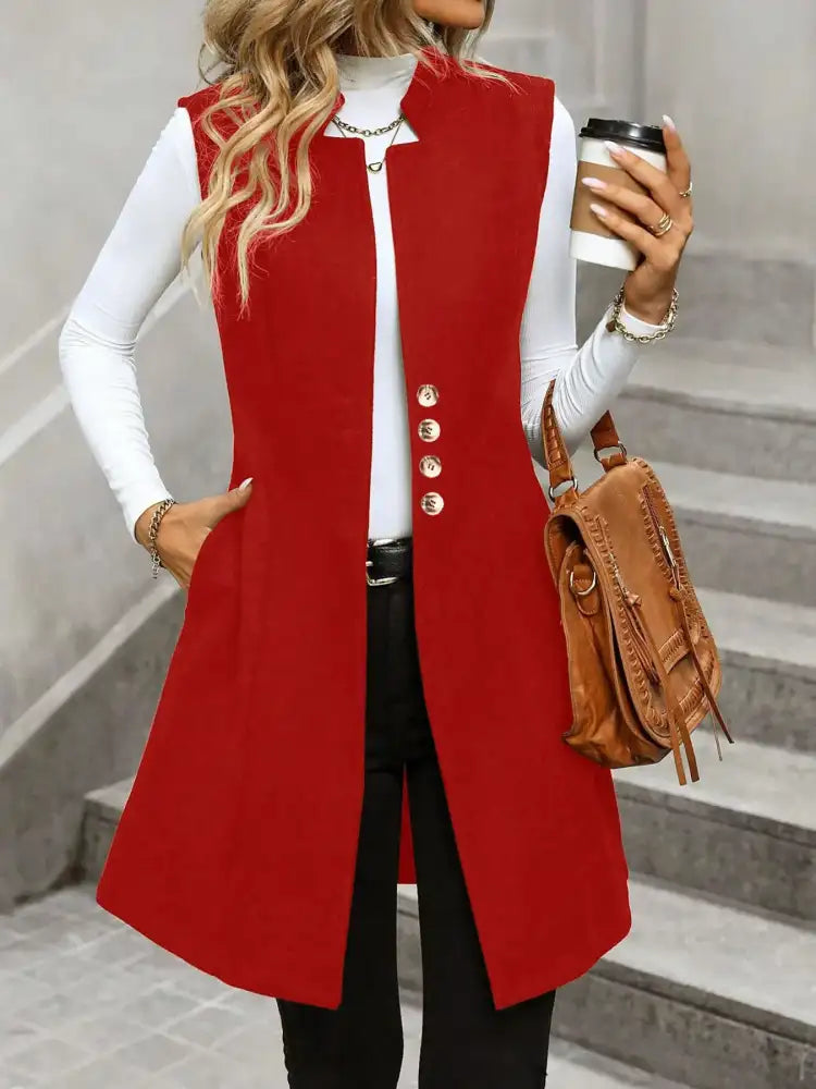 Button Up Longline Vest Coat
