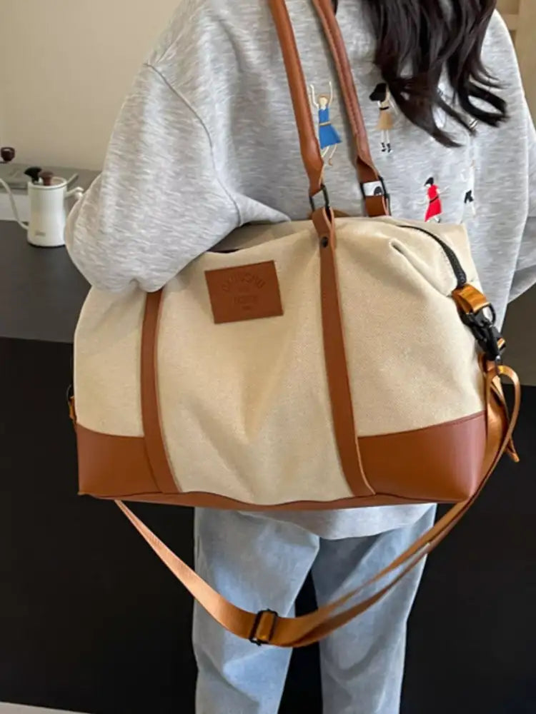 Canvas Leather Trim Travel Bag