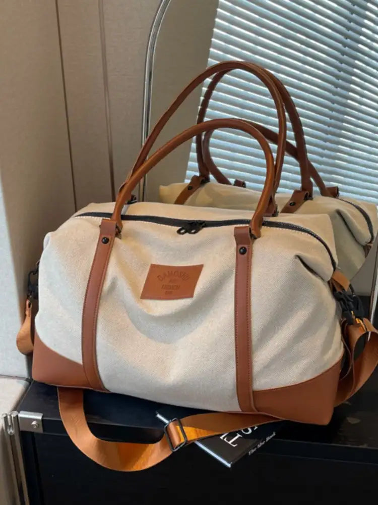Canvas Leather Trim Travel Bag