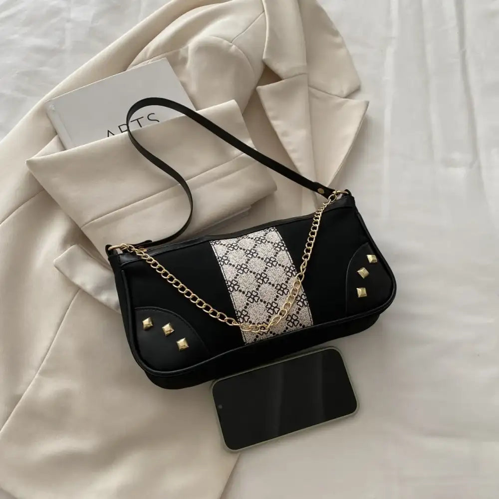 Chain Shoulder Bag with Studded Details