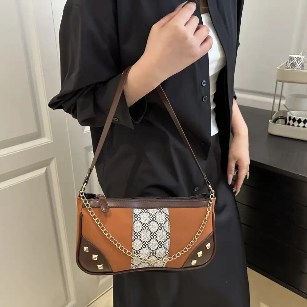 Chain Shoulder Bag with Studded Details
