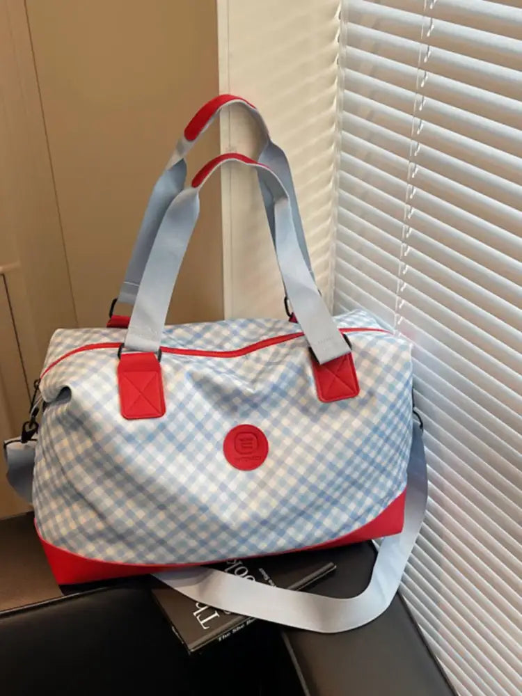 Checkered Pattern Travel Bag