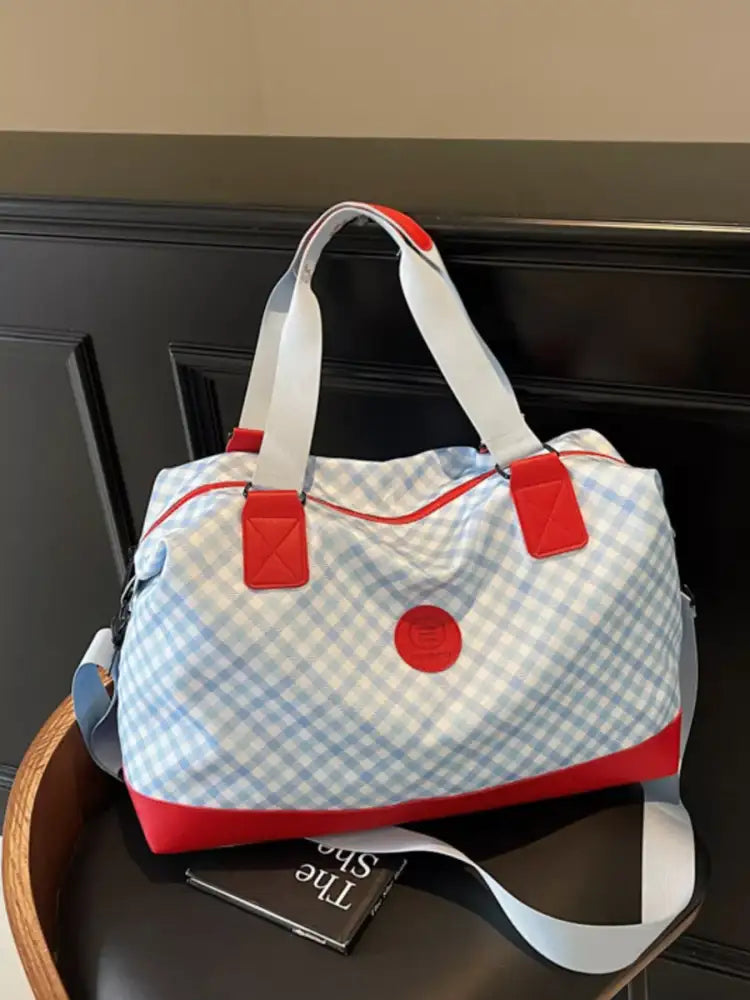 Checkered Pattern Travel Bag