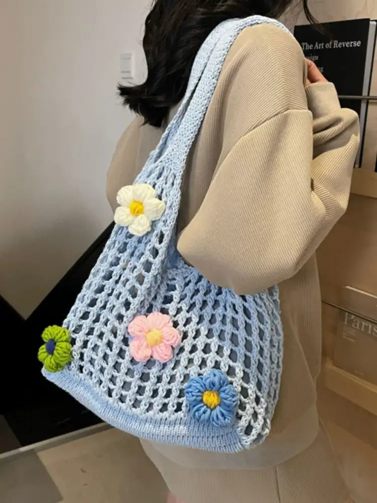 Colorful Floral Crochet Shoulder Bag