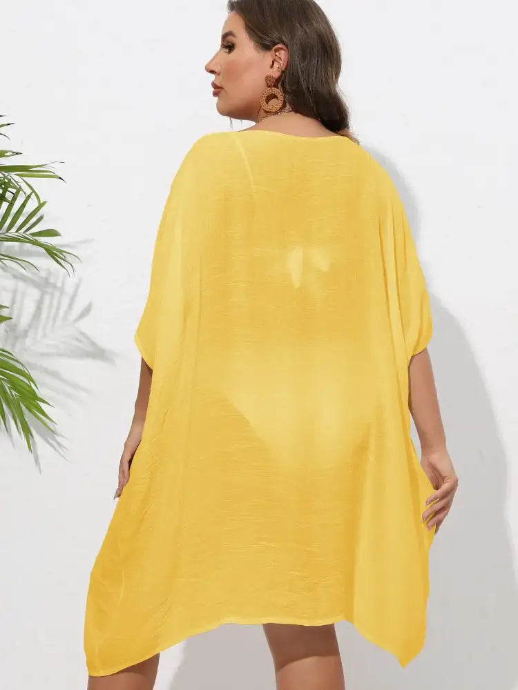 Crochet Trim V-Neck Beach Cover Up Dress