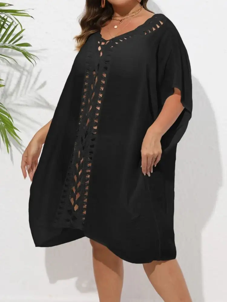 Crochet Trim V-Neck Beach Cover Up Dress