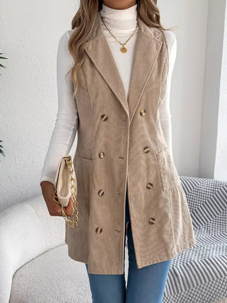 Double-Breasted Long Vest Coat