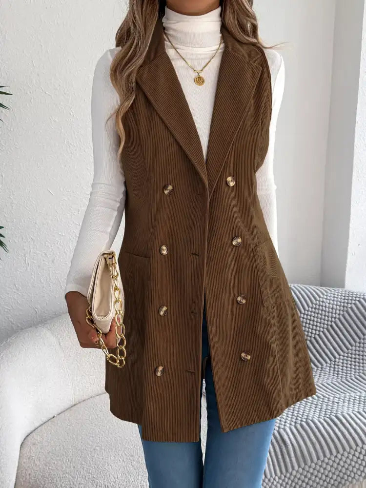 Double-Breasted Long Vest Coat