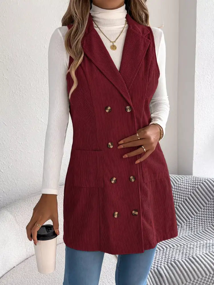 Double-Breasted Long Vest Coat