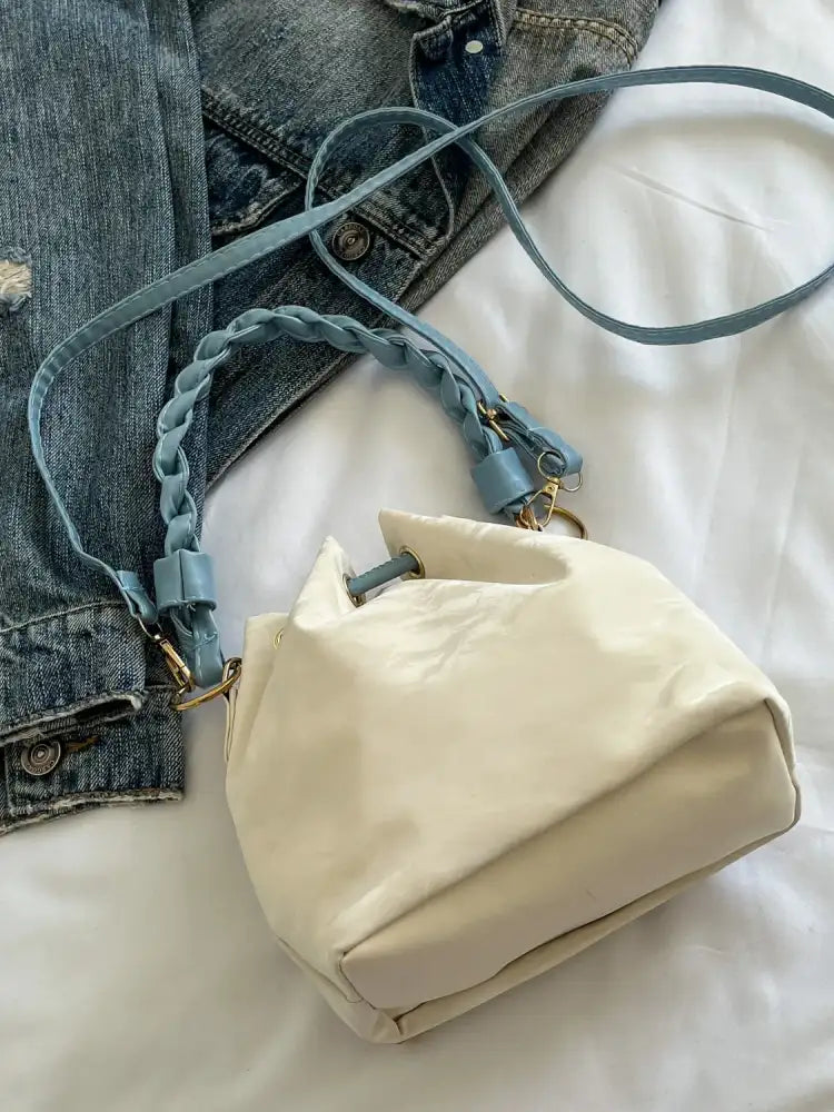 Drawstring PU Leather Bucket Bag