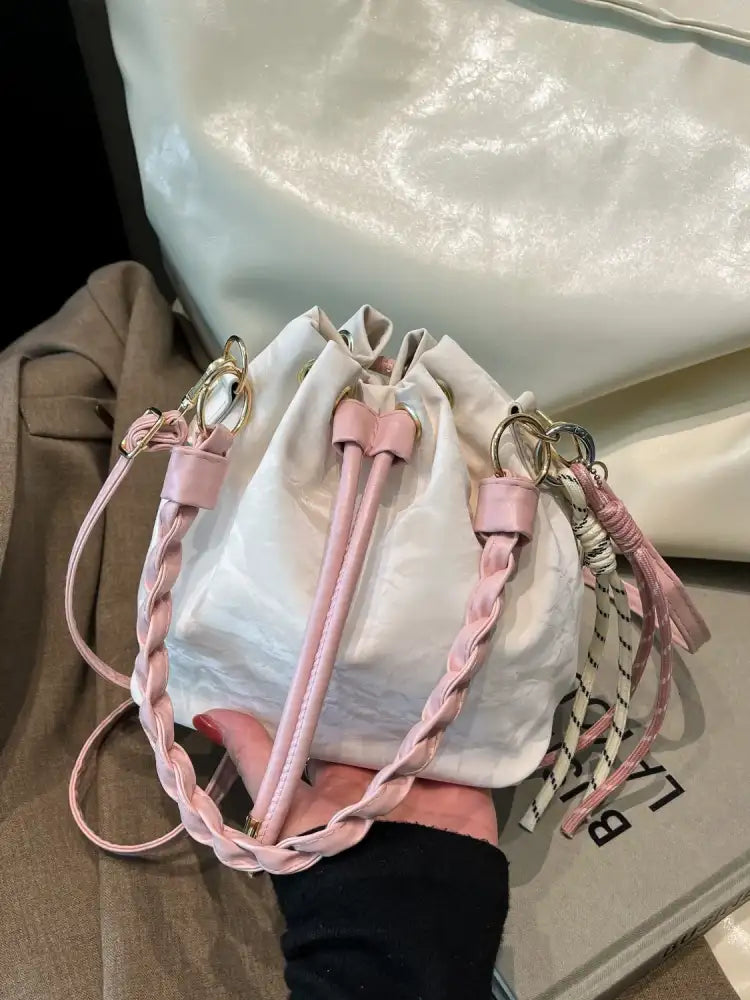 Drawstring PU Leather Bucket Bag
