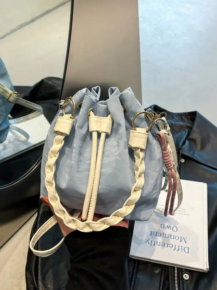 Drawstring PU Leather Bucket Bag