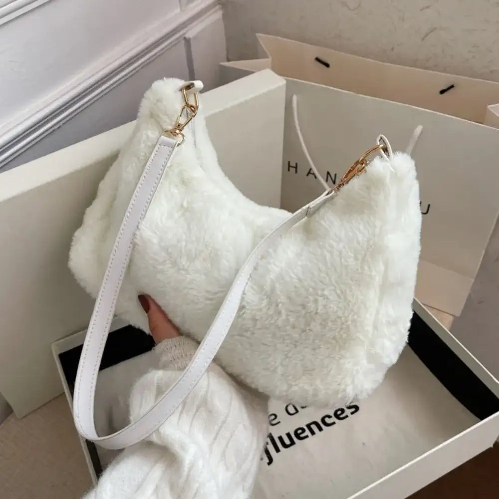 Faux Fur Removable Strap Shoulder Bag