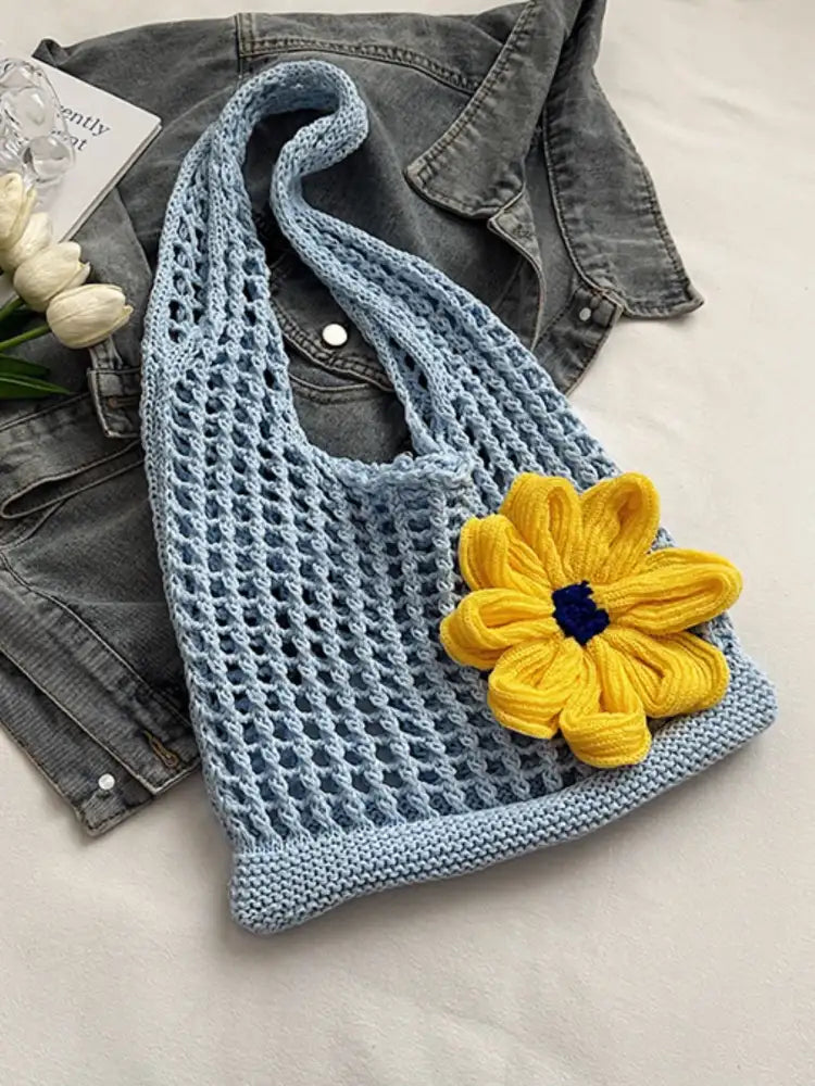 Flower Crochet Shoulder Bag