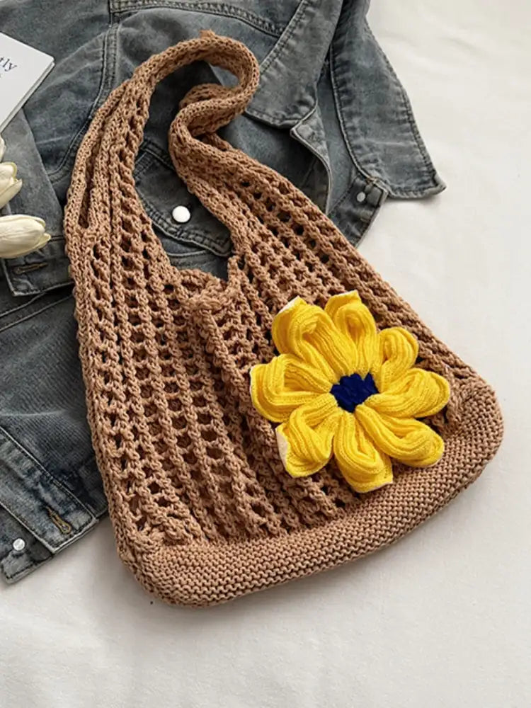 Flower Crochet Shoulder Bag