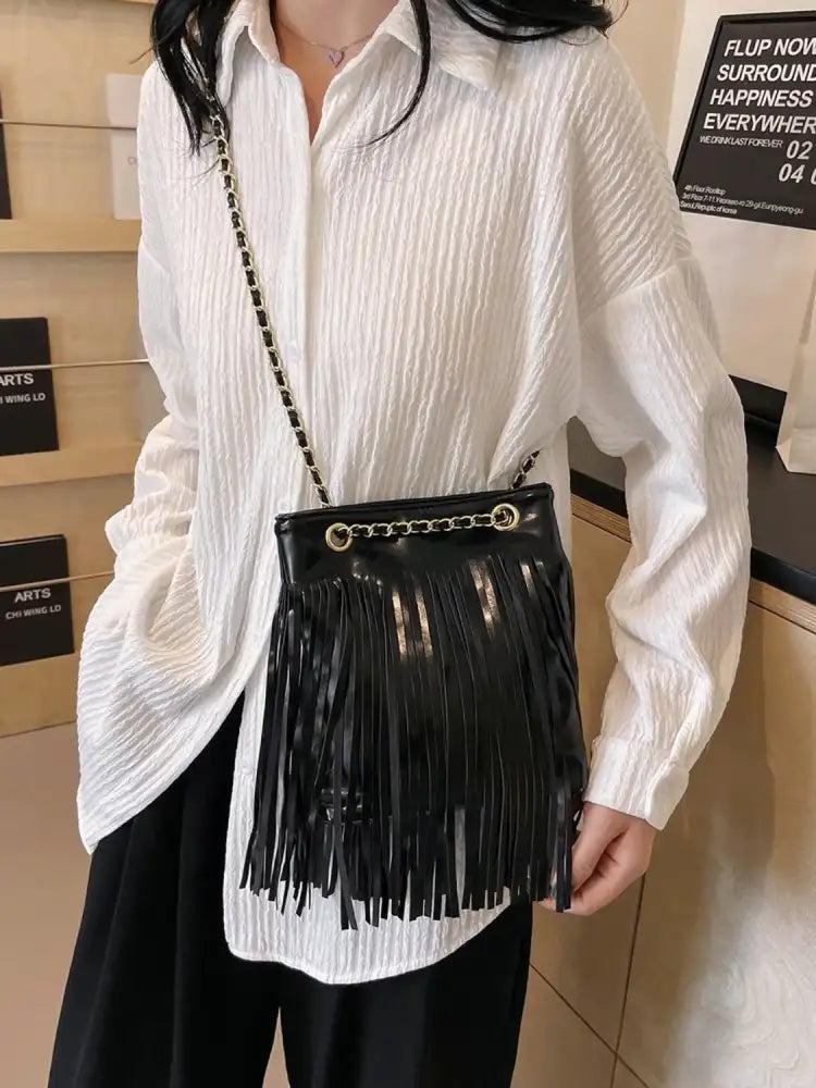Fringe PU Leather Crossbody Bag