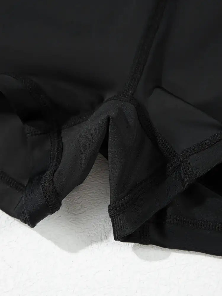 High Waisted Drawstring Swim Shorts