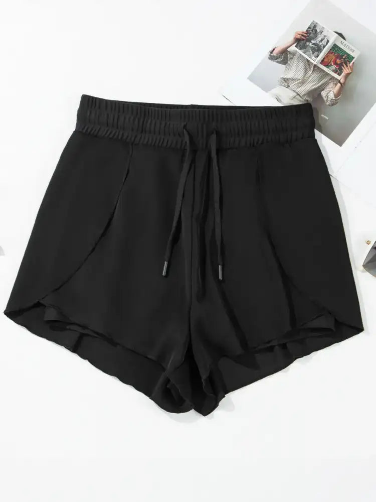 High Waisted Drawstring Swim Shorts