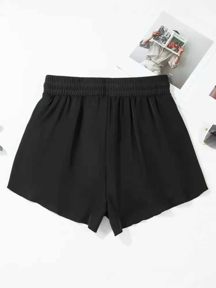 High Waisted Drawstring Swim Shorts
