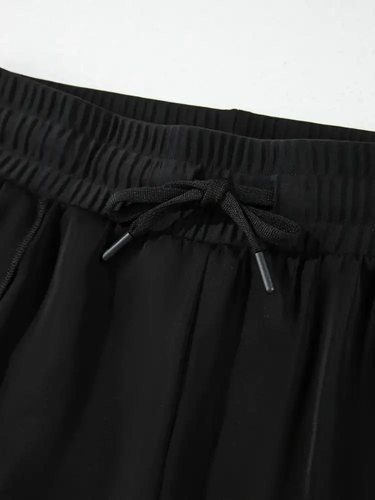 High Waisted Drawstring Swim Shorts