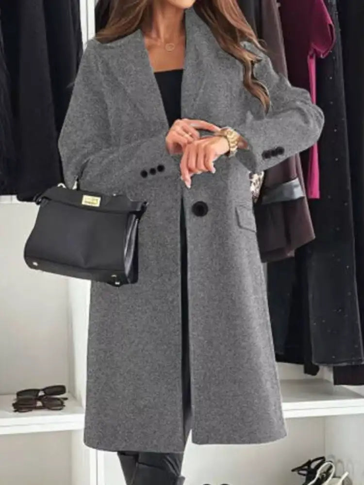 Lapel Collar Long Sleeve Coat