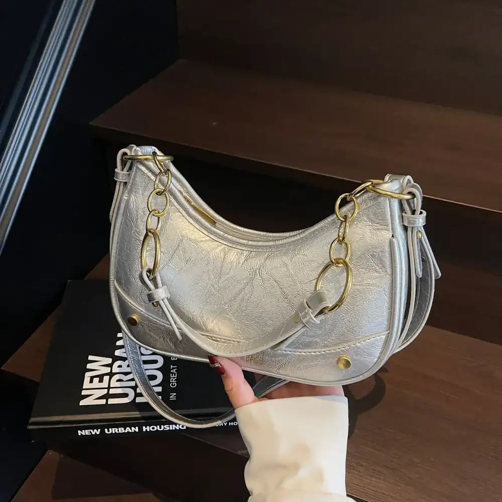 Leather Crescent Shoulder Bag