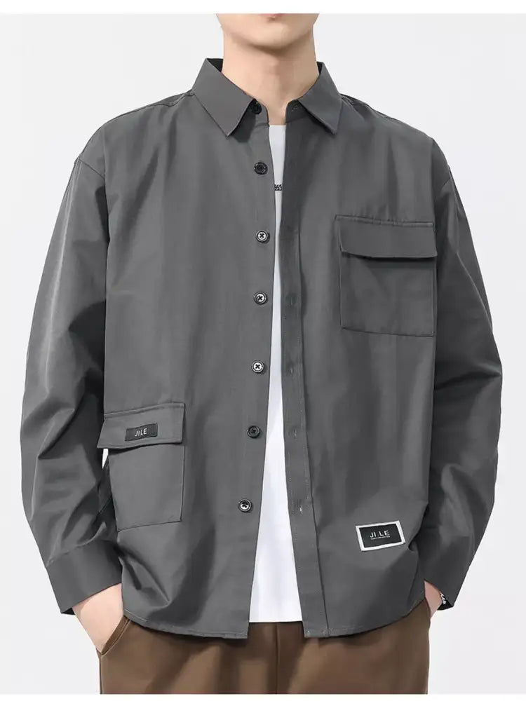 Men’s Button Up Long Sleeve Shirt - Green | charcoal gray button-up shirt chest