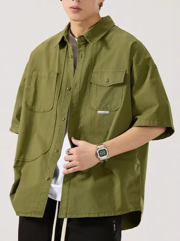 Men’s Full Size Button Up Half Sleeve Shirt Plus Size