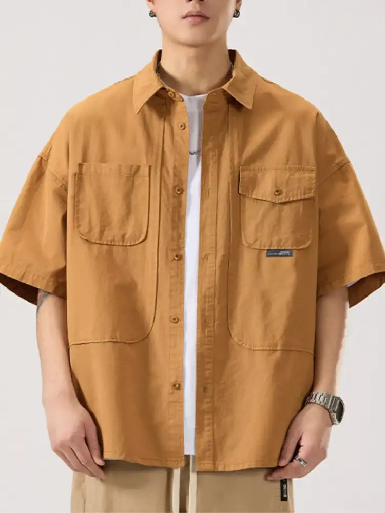 Men’s Full Size Button Up Half Sleeve Shirt Plus Size