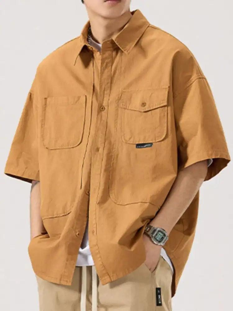 Men’s Full Size Button Up Half Sleeve Shirt Plus Size