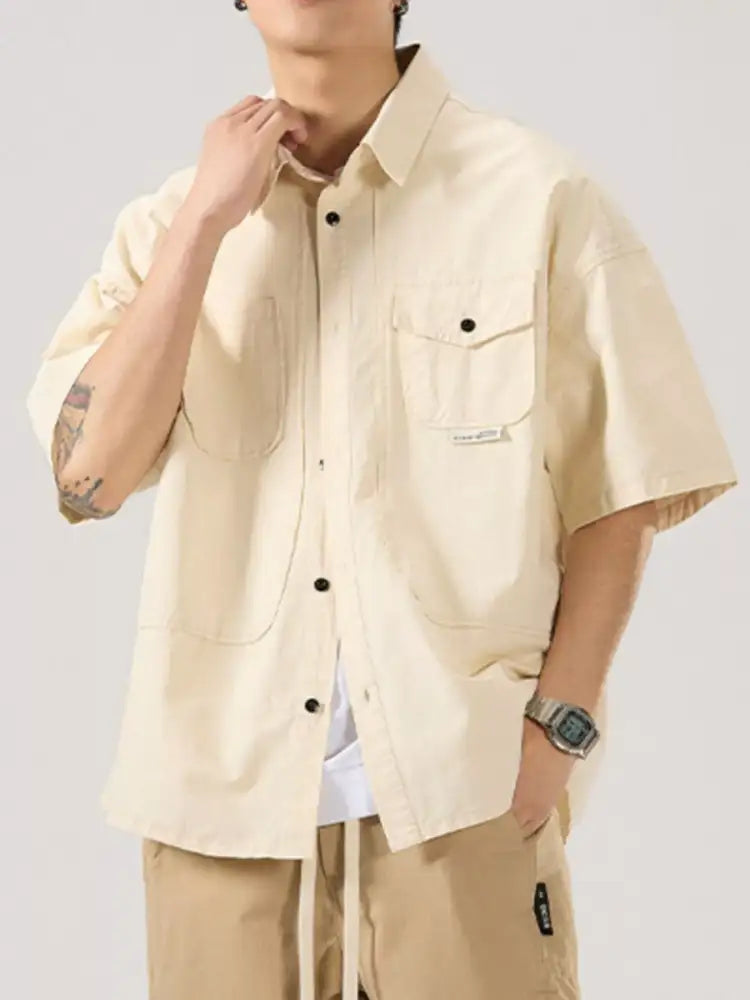 Men’s Full Size Button Up Half Sleeve Shirt Plus Size