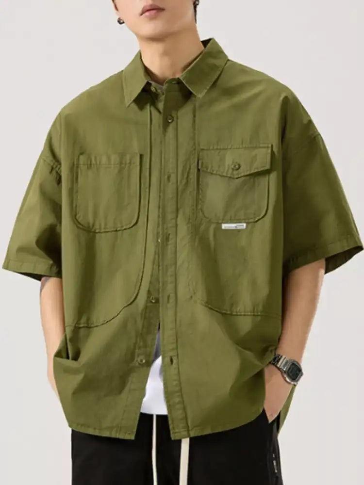 Men’s Full Size Button Up Half Sleeve Shirt Plus Size