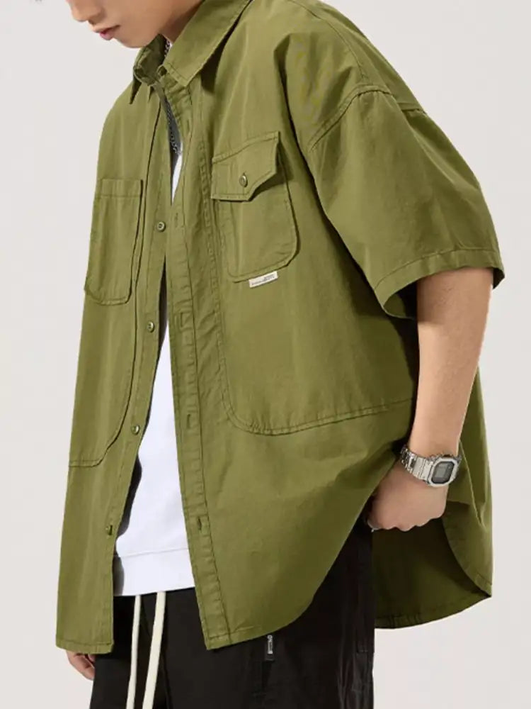 Men’s Full Size Button Up Half Sleeve Shirt Plus Size