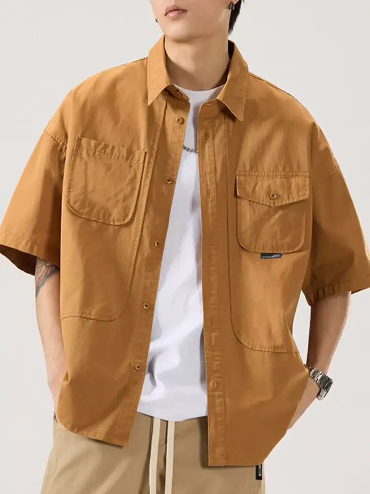 Men’s Full Size Button Up Half Sleeve Shirt Plus Size