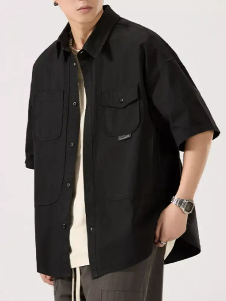 Men’s Full Size Button Up Half Sleeve Shirt Plus Size