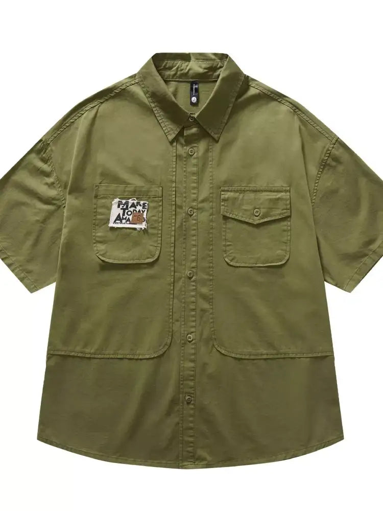 Men’s Full Size Button Up Short Sleeve Shirt Plus Size