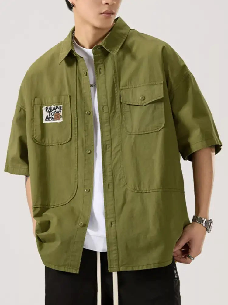 Men’s Full Size Button Up Short Sleeve Shirt Plus Size