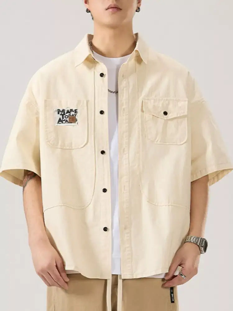 Men’s Full Size Button Up Short Sleeve Shirt Plus Size