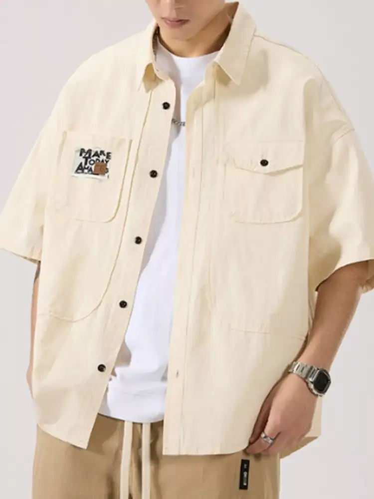 Men’s Full Size Button Up Short Sleeve Shirt Plus Size