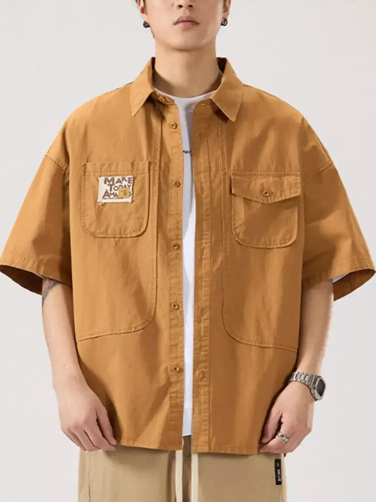 Men’s Full Size Button Up Short Sleeve Shirt Plus Size