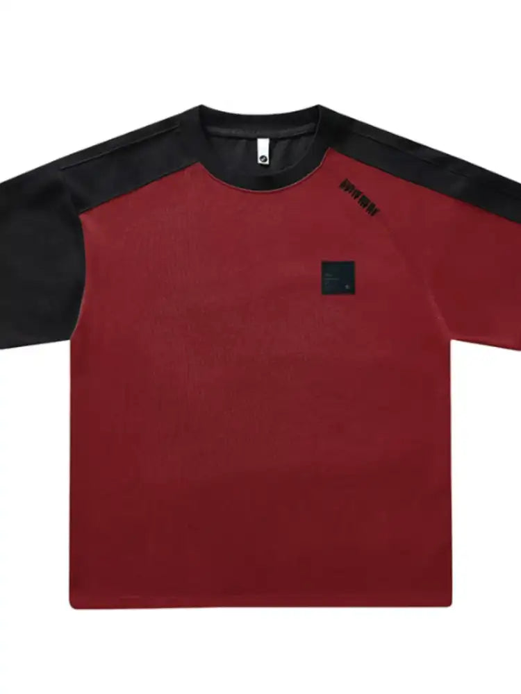 Men’s Full Size Contrast Round Neck Short Sleeve T-Shirt Plus Size