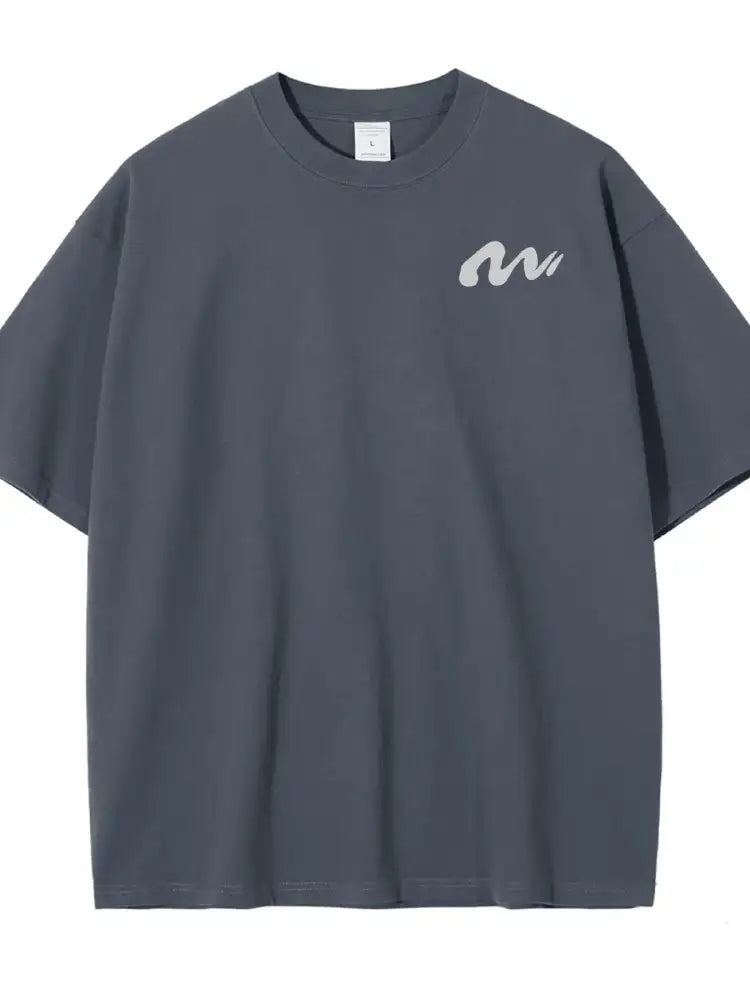 Men’s Full Size Round Neck Half Sleeve T-Shirt Plus Size - charcoal gray oversized t-shirt white