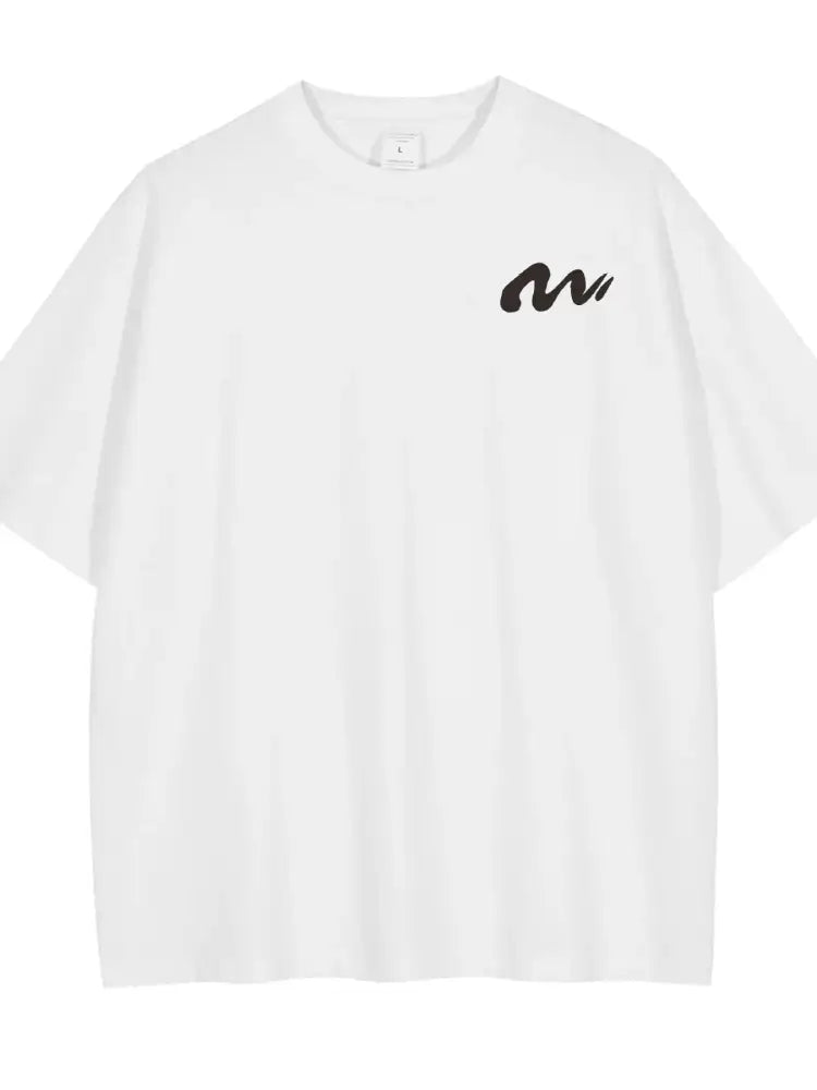 Men’s Full Size Round Neck Half Sleeve T-Shirt Plus Size - white oversized t-shirt black abstract