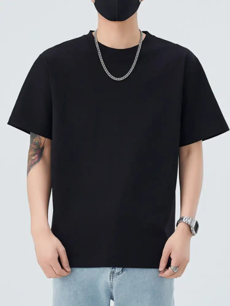 Men’s Full Size Round Neck Short Sleeve T-Shirt Plus Size