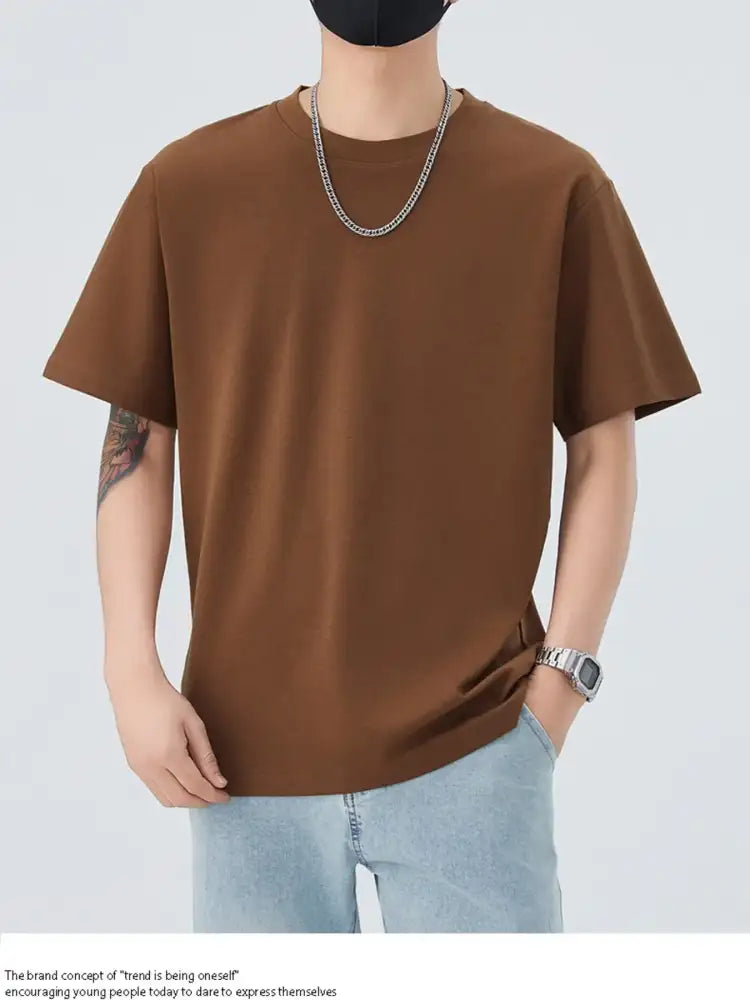 Men’s Full Size Round Neck Short Sleeve T-Shirt Plus Size