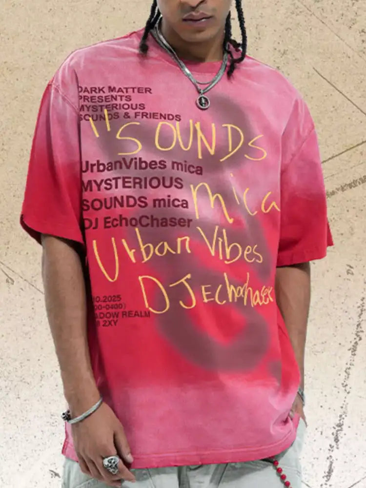 Men’s Letter Round Neck Short Sleeve T-Shirt