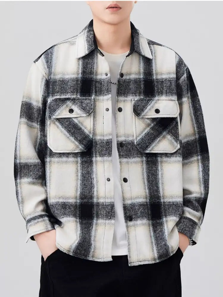Men’s Plaid Button Up Long Sleeve Shirt