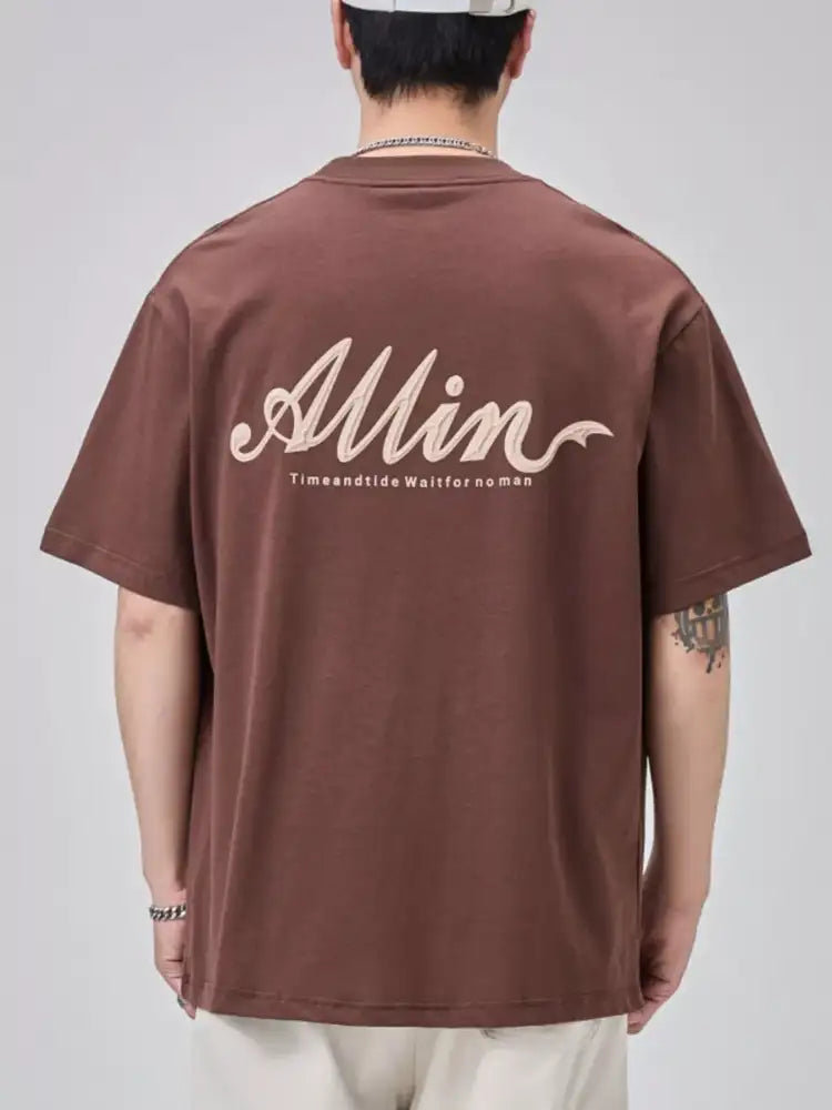 Men’s Plus Size Basic Style Round Neck T-Shirt - brown oversized t-shirt allin design
