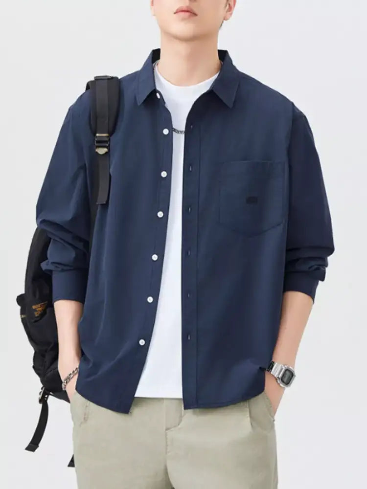 Men’s Plus Size Button Up Long Sleeve Shirt