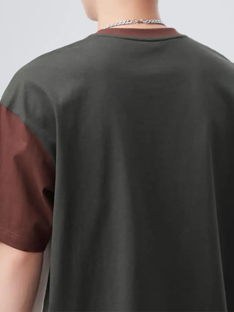 Men’s Plus Size Color Block Round Neck Short Sleeve T-Shirt